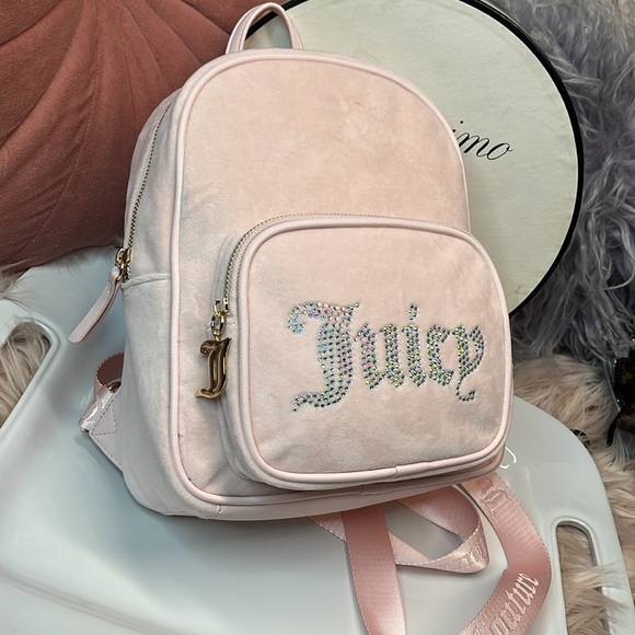 JUICY COUTURE BABY PINK VELVET BACKPACK π - Picture 11 of 11